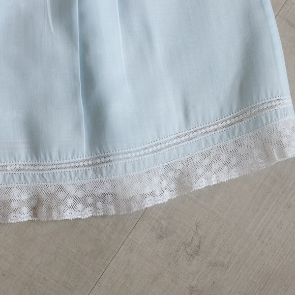 RARE Blue Heirloom Dress & Slip Newborn to 3 Month Feltman Brothers Vintage Lace - Picture 5 of 10
